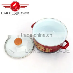 New Design With Custom Logo Persimmon Type Enamel Casserole Set Turkey Pot With Glass Lid thumbnail-4