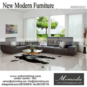 Fashion Style Modern Leather Sectional Black Leather Big Sofa thumbnail-1
