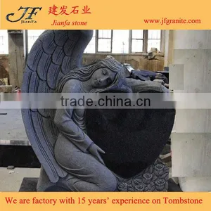 Best Selling Padang Black Weeping Angel Engraving Granite Tombstone thumbnail-1
