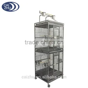 190cm Twin Double Parrot Aviary Bird Cage With Play Roof Top Ladder thumbnail-2