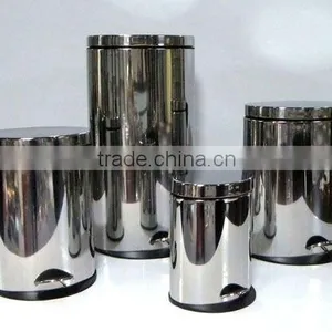Oval Black Metal Pedal Bin thumbnail-1