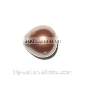 14-19mm Light Coffee Raindrop Shell Pearl Bead thumbnail-1