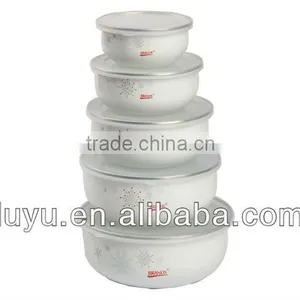Round Bottom and Special Decor Enamel Storage Bowl Set thumbnail-1