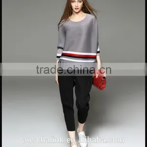 2016 Summer Loose Oversized Colorful Combination Striped T-shirt thumbnail-5