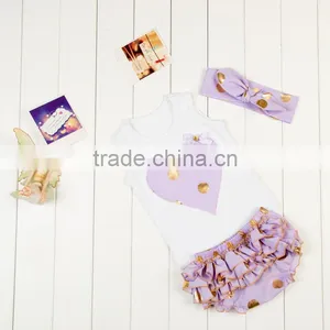 Baby Girls Gold Polka Dots Outfits Wholesale Children's Boutique Clothing thumbnail-4