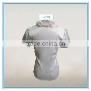 Grace Ruffle Neck Design Silk White Shirt For Ladies thumbnail-2