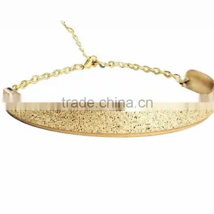 Micron Finish Gold Plated Imitation Bangle Bracelet With Extension Link Chain thumbnail-1