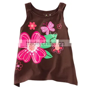 Brand New Girls Sleeveless Cartoon t Shirts Children Sunflower Printed Tops thumbnail-1