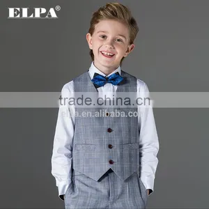 ELPA Designer Kids Clothes 3 Piece Wholesale Check Gray Boys Suits thumbnail-1