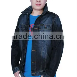 T1031 OEM Denim Top Coat pu Coated Sleeves Men Jacket thumbnail-2