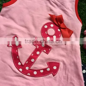 Baby Girls Summer Design Girls Boutique Clothing Hot Pink Anchor Outfits Sleeveless Capri Sets With Accessories thumbnail-4