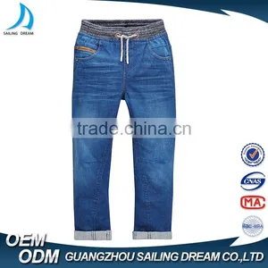 2017 Factory Hot Sale High Quality Stylish Classic Knitted Waistband Children Jeans Pants for Boys thumbnail-1
