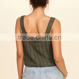 2018 New Fashion Womens Knitted Sleeveless Crochet Top With Wholesale Price thumbnail-2