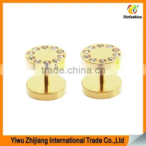 Custom Fancy Colorful Diamond Ear Plugs Piercing Tunnel Stainless Steel Fake Expanders thumbnail-1
