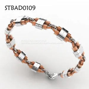 Gold And Silver Chain Stainless Steel Bracelet For Men thumbnail-2