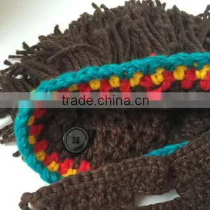 Hot Sell Mens Barbarian Knit Crochet Hat Wig Mustache Cap Beard Mask Hat Detachable Beard thumbnail-5