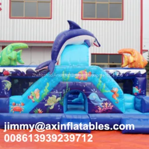 New Design Dolphin Bouncy Castle,sea World Theme Inflatable Bouncing Playground With Slide thumbnail-3