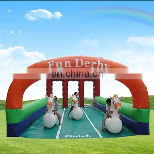High Quality 3 Lane Inflatable Horse Racing,Outdoor Sport Games Inflatable Fun Derby for Kids thumbnail-1