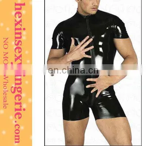 Wholesale Hot Cheap Black Pvc Leather Catsuit Men thumbnail-1