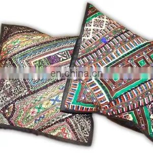Sequins Patches Cushion Cover, Khambria Cushion Cover, Cotton Cushion Cover thumbnail-5
