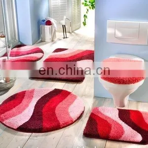 100% Micropolyester Abstract Art Colorful Jacquard Bathroom 5 Piece Set Tufted Anti-slipping Latex Back Floor Bathroom Mat Rug thumbnail-4