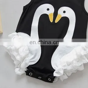 Fashion Swan Lace Summer Princess Cotton Newborn Baby Romper thumbnail-3