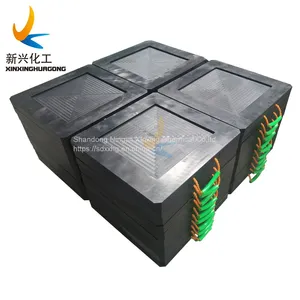 Circle in Middle Cribbing Block Crane Foot Pad With Machined Logo and Rough Anti-slip Surface in Blue Color thumbnail-3