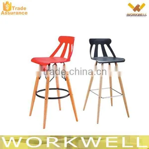 WorkWell Simple Design Colorful High Plastic Wooden Leg Leisure Dining Chair KW-P18 thumbnail-1