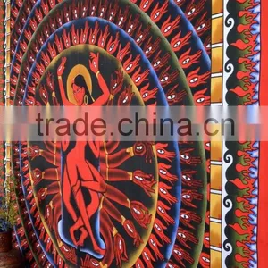 Indian Tapestry Cotton Goddess Print Vintage Wall Hanging Hinduism Art Tapestries Throw Bedsheet thumbnail-4
