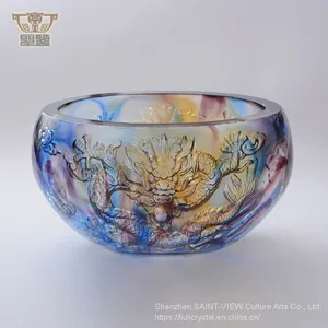 Chinese Traditional Culture Liuli Tripod Cup Craft Trophy Home Office Decoration thumbnail-2