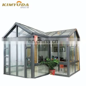 Patio Enclosure Aluminium Sunrooms Gazebo Glass Garden Greenhouse Flat Roof Inclined Sun Room thumbnail-4