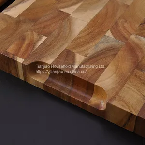 Custom/Wholesale Kitchen End Grain Wood Chopping Board Black Wooded Cutting Board With Juice Groove thumbnail-5