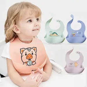 Wholesale Food Grade Logo Custom Silicone Baby Bibs Silicone Feeding Bib thumbnail-1