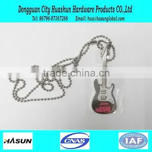 Fashion Latest Design Silver/black/gold Custom Design Guital Shaped Stainless Steel Guitar Necklace thumbnail-2