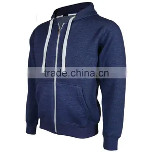 Mens Zip Up Hoodie Hooded Top Plain Hoody Fleece Jacket thumbnail-3