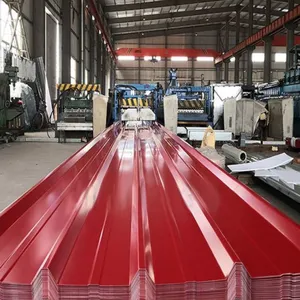 In Stock Color Coated Corrugated Metal Roof Sheet PPGI Corrugated Panel Green Red Corrugated Roof Tile thumbnail-5
