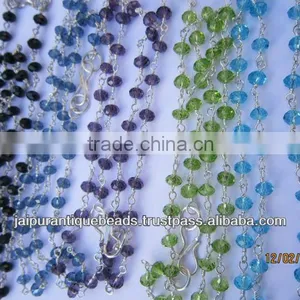 16 INCH 3MM-4MM FACETED ROUNDELL SILVER POLISH METAL 5 SET OF CHAIN... thumbnail-1