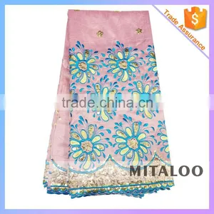 Mitaloo Embroidery Sequins George Lace Fabric Lemon Green George Lace For Wedding Dress MGP0036 thumbnail-2