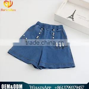 Girl Clothing Korean Cute Baby Girl Beaded Clothes Shorts 2016 New Summer Girl Pearl Pocket Jeans Lovely Girl Short Pants thumbnail-1