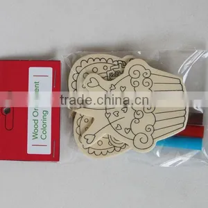 Wood Ornament Coloring Kit Kids Educational Diy Wooden Colorful Toys, Ocean Design Color Your Own Wooden Stand Set thumbnail-4