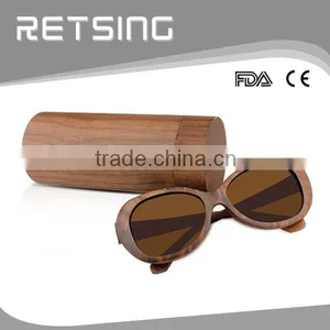 Hot Round Wooden Bamboo Sunglasses Case Box Engraved Logo for Free thumbnail-1