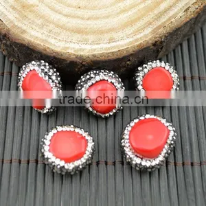 LFD-0013B DIY Druzy Coral Loose Bead , Pave Rhinestone Connectors Spacer Beads Jewelry Making thumbnail-1