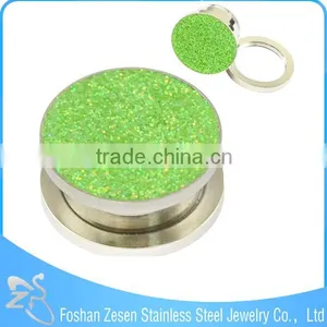 Surgical Steel Body Piercing Jewelry Glitter Powder Eyelets Ear Tunnels thumbnail-2