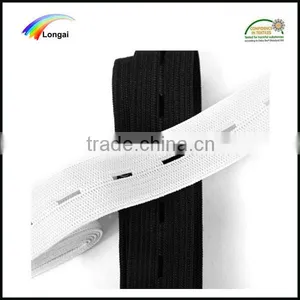 1cm 25cm White/black Woven Elastic Webbing Belt With Button Hole Elastic Band thumbnail-1