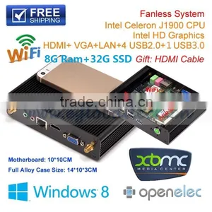 Mini Itx Computer Android PC 8G DDR3L 32G SSD Intel Celeron Dual Core N2810 2.0Ghz HTPC Preinstalled Windows 7 All Alloy Case thumbnail-1