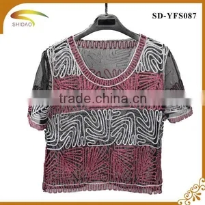 Custom Hot Sale Summer Newest Lady's Lace Blouse Crochet Lace Blouse thumbnail-1