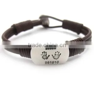 Couple Bracelet Custom Engravable Leather Bracelet With 316L Clasp Bangle Wholesale China Supply thumbnail-1