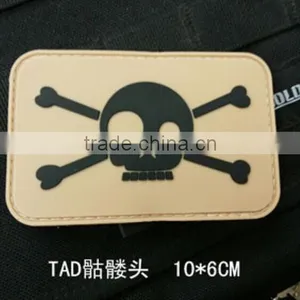 TAD Skull PVC Rubber Patch 3D Tactical Hook And Loop Patches Military Badge Army Combat Armband Tan Color thumbnail-1