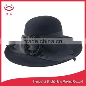Wool Felt Floopy Hats Casual Hat With Bowknot thumbnail-1