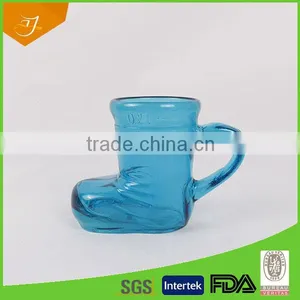 Boot Shape Color Glass Handle Beer Steins,Machine-Pressed Drinking GlassWare thumbnail-1